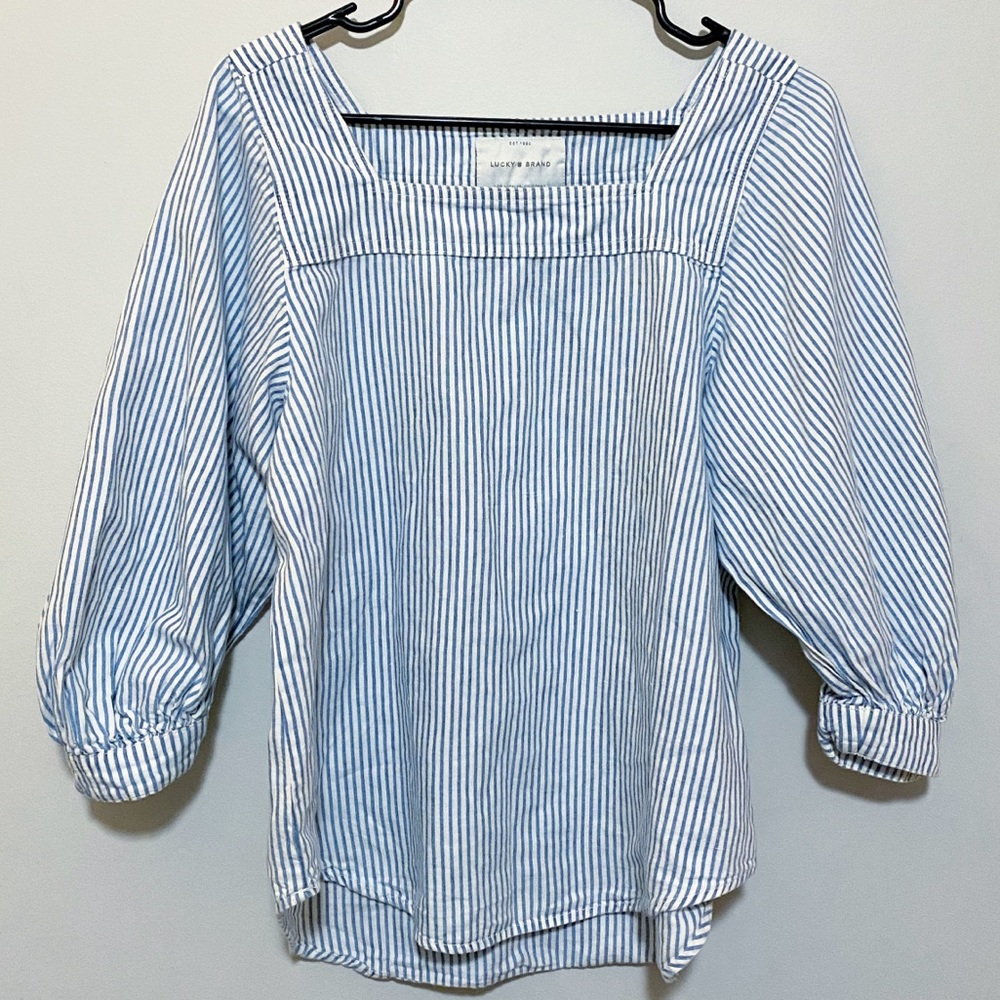 Lucky Brand Blue & White Stripe Linen Size S